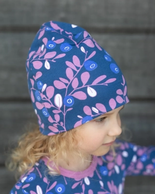 KIDS BEANIE jersey, Varpu, blueberry - lilac