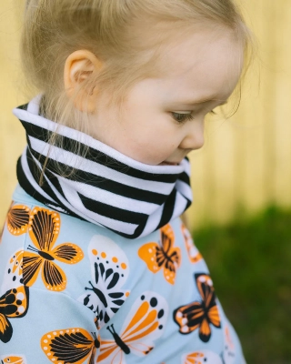 RIBBED TUBE SCARF, Striped, black - white