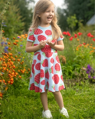 SANI dress, Polka, light blue - red