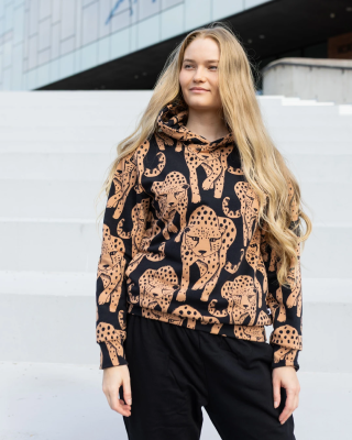 LUOTO hoodie unisex, Cheetah, caramel - black