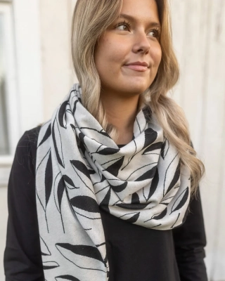 SCARF jacquard, Flow, naturvit - svart