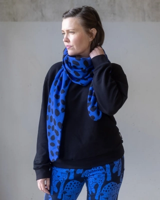 SCARF jacquard, Cheetah dots, blue - black