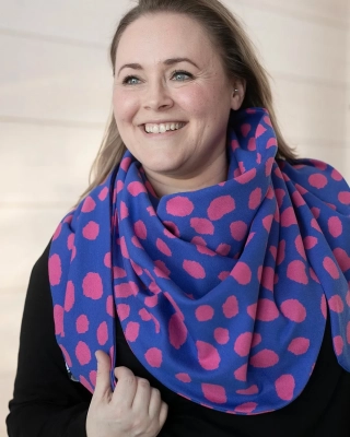 SCARF jacquard, Cheetah dots, blå - pink