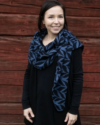 SCARF jacquard, Plait, blueberry - black