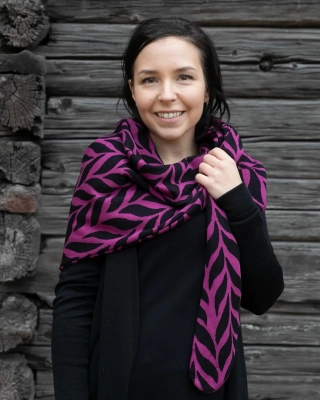 SCARF jacquard, Plait, purple - black