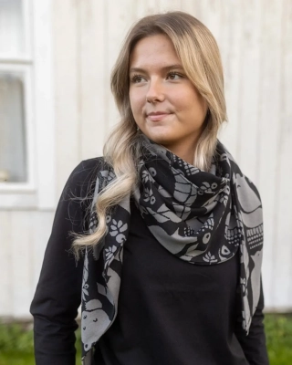 SCARF jacquard, Gates of Pohjola, black - dark grey