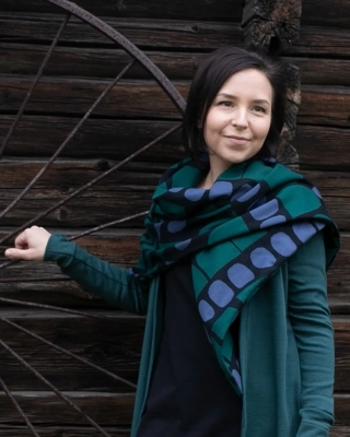 SCARF jacquard, Raanu, mörk grön - blåbär