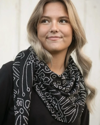 SCARF jacquard, Distaff, black - natural white