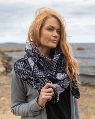 SCARF jacquard, Sarka, svartvit