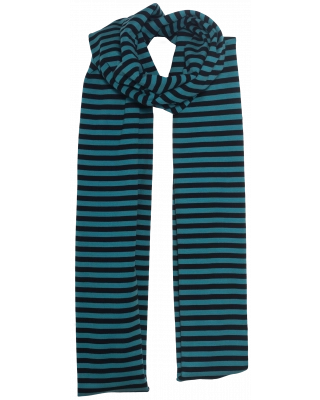 LONG SCARF, Striped, petrol - black