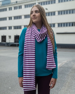 LONG SCARF, Striped, purple - white