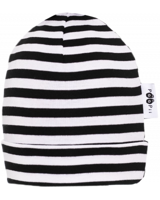 BEANIE cotton, Striped, black - white