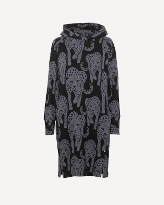 AURA hoodie dress, Cheetah, dark grey - black