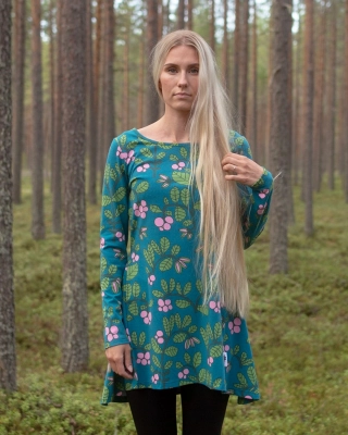 HEIJA tunic, Lingonberry, petrol - forest