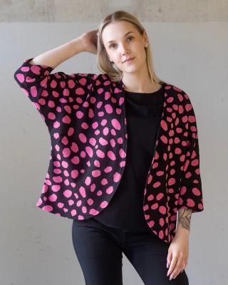 HELA kofta, Cheetah dots, svart - pink