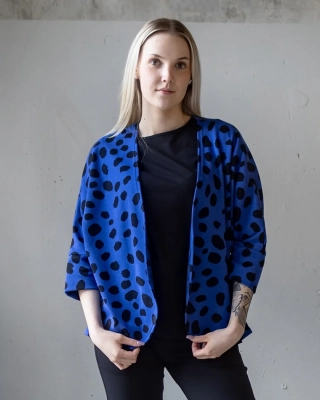 HELA cardigan, Cheetah dots, blue - black