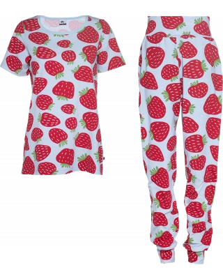 HETTA pajamas, Polka, light blue - red - forest