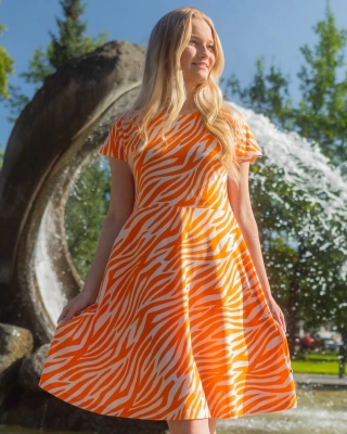 JULIA klänning, Zebra, rosa - orange