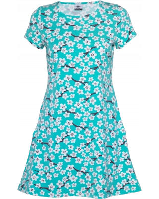 LYYRA tunic, Cherry blossom, turquoise - beetroot