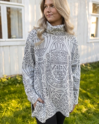 PALO sweater, Distaff, natural white - black