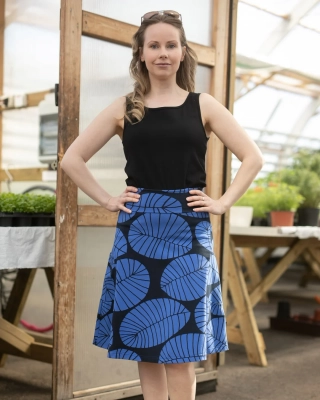 PISARA skirt, Banana leaf, blue - black