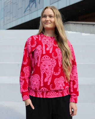 POHJA sweatshirt unisex, Cheetah, pink - red