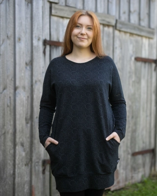 POLKU tunic, Looped square, shadow - black