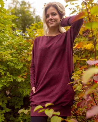 POLKU tunic, Leafs, beetroot