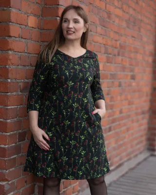 SAIMA klänning, Lingonberries, mörkgrön