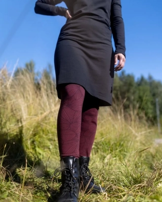 SILJA  leggings, Leafs, beetroot