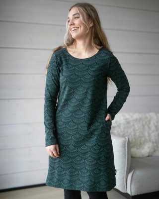 SINI klänning, Lace, mörk grön - svart