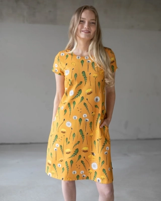 SOINTU dress, Dandelions, ochre