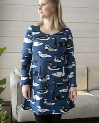 SUMU tunic, Waterbirds, blueberry - grey