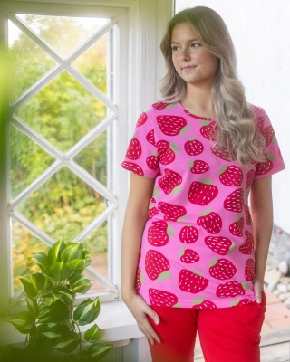 TUULI top, Polka, pink - red