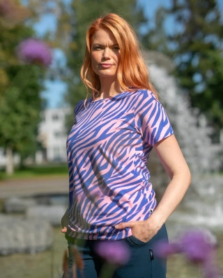 TUULI T- shirt, Zebra, light pink - blue