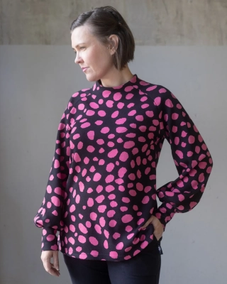 NINNI tröja, Cheetah dots, svart - pink