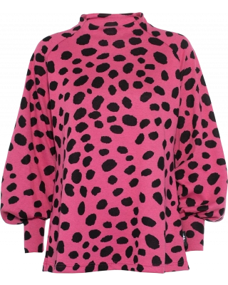 NINNI tröja i jacquardväv, Cheetah dots, pink - svart