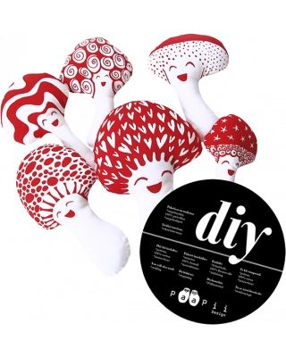 DIY Mushroom family, röd - vit