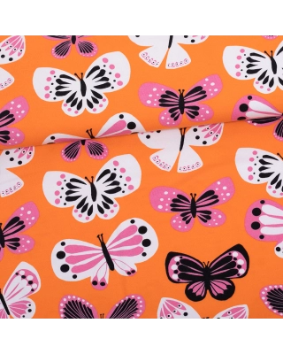 Butterflies trikå, orange - pink