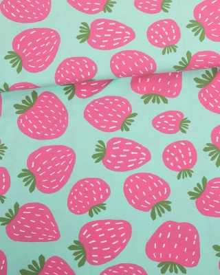 Polka organic jersey,  mint - pink