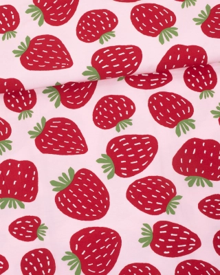 Polka organic jersey,  soft pink - red