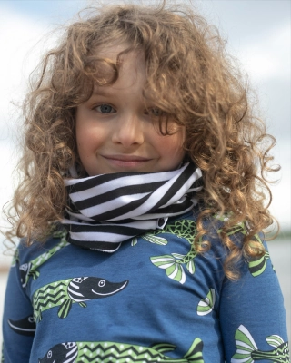 RIB TUBE SCARF, Striped, black - white