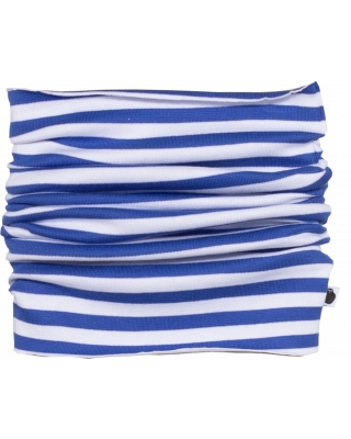 RIBBED TUBE SCARF, Striped, blue - white (45x24cm)