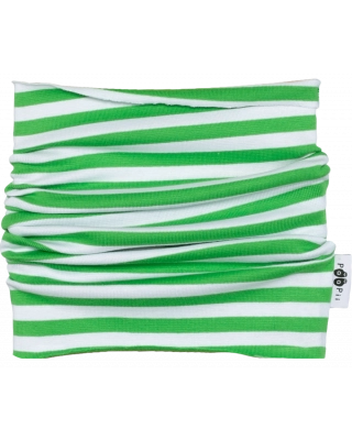 RIBBED TUBE SCARF, Striped, green - white (45x24cm)