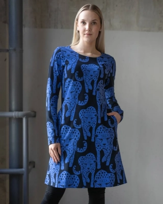 SINI dress, Cheetah, blue - black