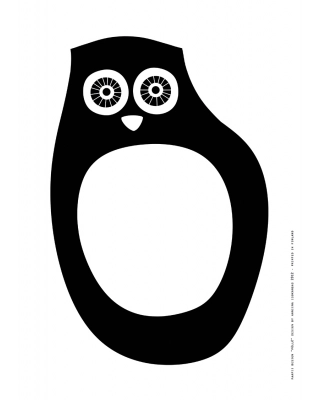 Affisch A3, Owl, svartvit