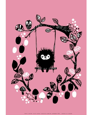 Poster A3, Siiri in the swing, light pink