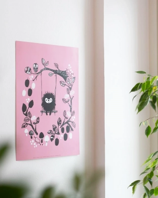 Poster A3, Siiri in the swing, light pink