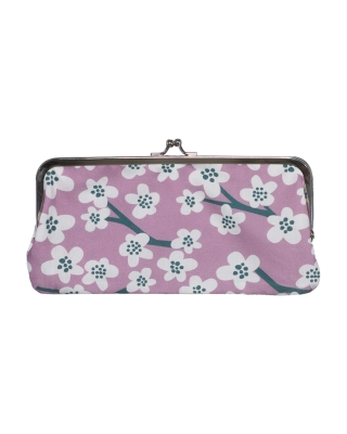 FRAME PURSE 20x9cm, Cherry blossom, lilac - petrol