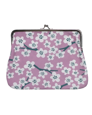 FRAME PURSE 21x16cm, Cherry blossom, lilac - petrol